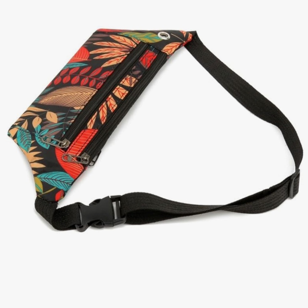 FANNY PACK: Waterproof Sports Bag — Brown Leaf Print Unisex - NWT
